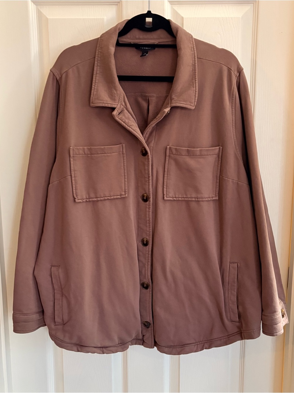 torrid Tan Shacket - Sweatshirt Material Button Front 3